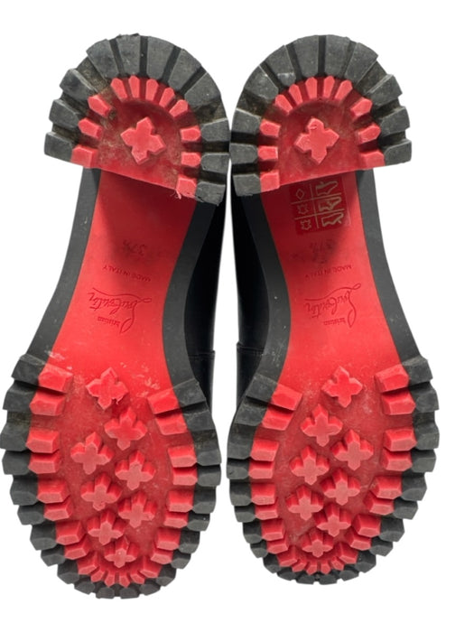 Christian Louboutin Shoe Size 37.5 Black Leather Upper Pull Tabs Lug sole Boots Black / 37.5