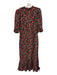 Rhode Size 8 Black, Red & Beige Viscose Botanical 1/2 Balloon Sleeve Dress Black, Red & Beige / 8
