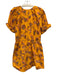 A.L.C. Size 8 Yellow & Multi Cotton Paisley Short Sleeve Pleat Detail Dress Yellow & Multi / 8