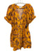 A.L.C. Size 8 Yellow & Multi Cotton Paisley Short Sleeve Pleat Detail Dress Yellow & Multi / 8