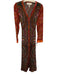 Saloni Size 4 Orange, Navy & Multi Silk floral pattern Long Sleeve V Neck Dress Orange, Navy & Multi / 4