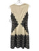 Lela Rose Size 0 Cream White & Black Rayon & Wool Blend Sleeveless V Neck Dress Cream White & Black / 0
