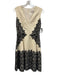 Lela Rose Size 0 Cream White & Black Rayon & Wool Blend Sleeveless V Neck Dress Cream White & Black / 0