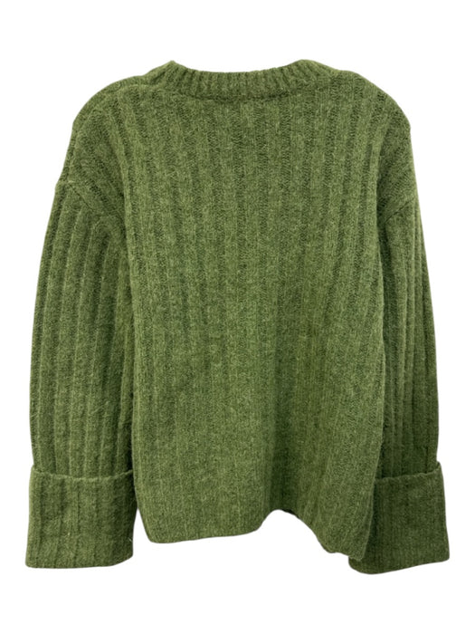 Rag & Bone Size S Green Wool Blend Ribbed Knit Cuffed Pullover Fuzzy Sweater Green / S