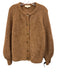 Sezane Size M Brown Alpaca Blend Ribbed Knit Button Front Balloon Sleeve Sweater Brown / M