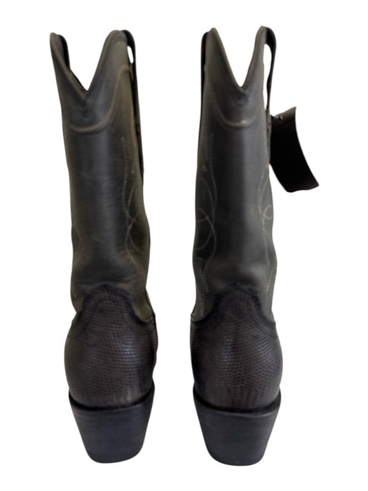 Tecovas Shoe Size 8 Dark Gray Leather Upper Lizard Embossed Cowboy Boots Dark Gray / 8