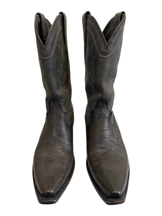 Tecovas Shoe Size 8 Dark Gray Leather Upper Lizard Embossed Cowboy Boots Dark Gray / 8