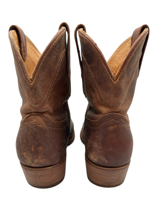 Tecovas Shoe Size 8 Brown Leather Upper Pull Tabs Round Almond Toe Cowboy Boots Brown / 8