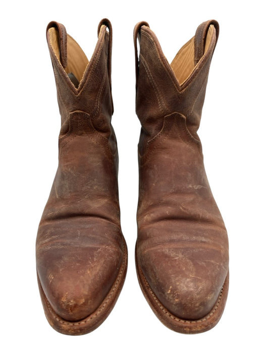 Tecovas Shoe Size 8 Brown Leather Upper Pull Tabs Round Almond Toe Cowboy Boots Brown / 8