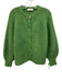 Sezane Size S Green Alpaca Blend Ribbed Knit Button Front Balloon Sleeve Sweater Green / S