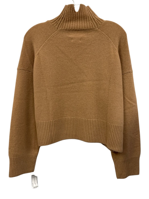 Colorush Size 1 Tan Brown Cashmere Knit Turtleneck Ribbed Hem Cropped Sweater Tan Brown / 1