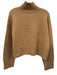 Colorush Size 1 Tan Brown Cashmere Knit Turtleneck Ribbed Hem Cropped Sweater Tan Brown / 1