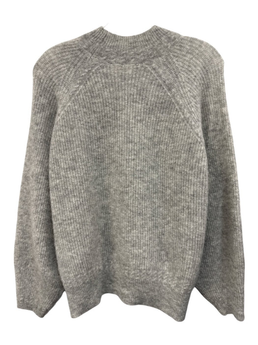 Sezane Size S Gray Baby Alpaca Blend Ribbed Knit Heathered Mock Neck Sweater Gray / S