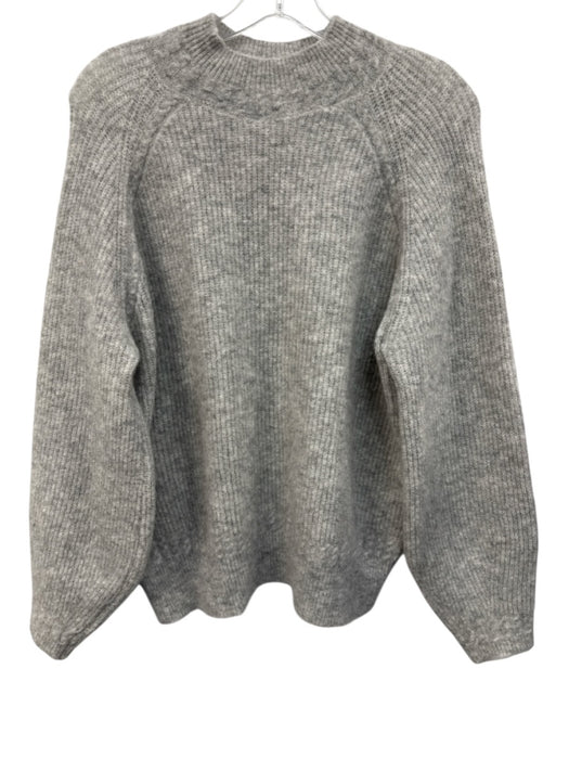 Sezane Size S Gray Baby Alpaca Blend Ribbed Knit Heathered Mock Neck Sweater Gray / S
