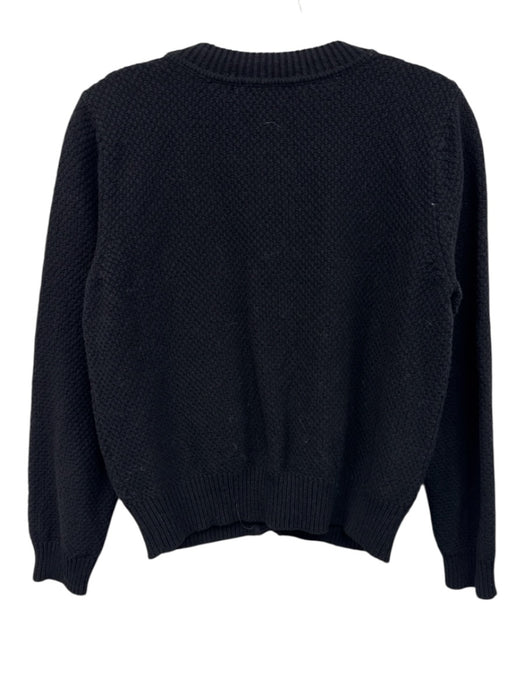 Frame Size M Black Cotton Blend Textured Knit Button Front Cropped Sweater Black / M