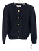 Frame Size M Black Cotton Blend Textured Knit Button Front Cropped Sweater Black / M