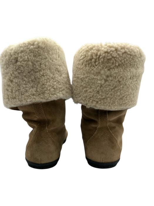 Burberry Shoe Size 38 Brown & Cream White Leather Upper Suede Zip & Buckle Boots Brown & Cream White / 38