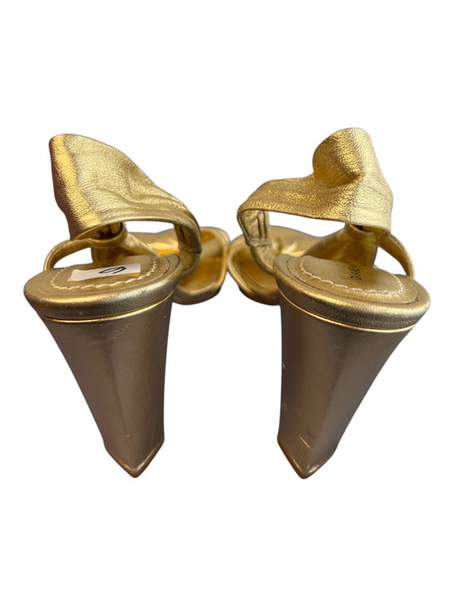 Diane Von Furstenberg Shoe Size 6 Gold Lame Leather Open Toe & Heel Shoes Gold Lame / 6