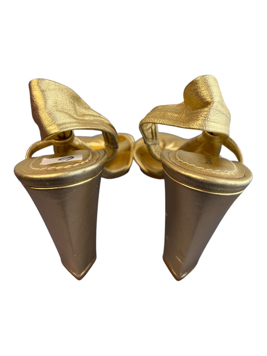 Diane Von Furstenberg Shoe Size 6 Gold Lame Leather Open Toe & Heel Shoes Gold Lame / 6