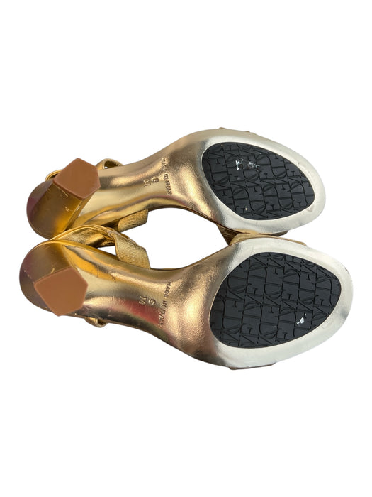Diane Von Furstenberg Shoe Size 6 Gold Lame Leather Open Toe & Heel Shoes Gold Lame / 6