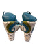 Prada Shoe Size 35 Turquoise, White & Green Leather Canvas Seahorse Wedges Turquoise, White & Green / 35