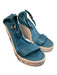 Prada Shoe Size 35 Turquoise, White & Green Leather Canvas Seahorse Wedges Turquoise, White & Green / 35
