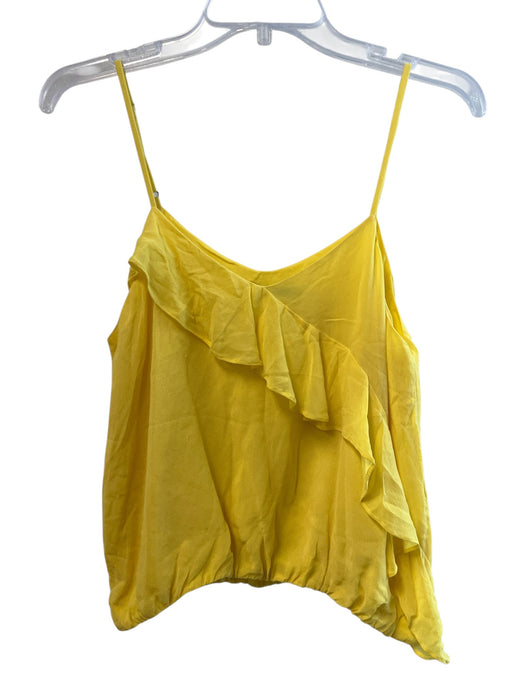 Alice & Olivia Size M Yellow 100% Silk Asymetric Ruffle Elastic Hem Top Yellow / M
