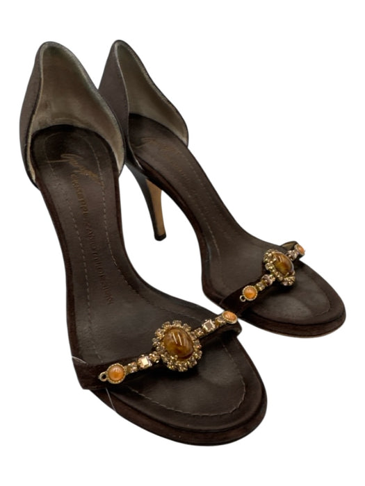 Giuseppe Zanotti Design Shoe Size 35 Brown Leather Suede Stilletto Sandals Brown / 35