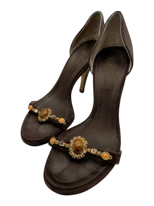 Giuseppe Zanotti Design Shoe Size 35 Brown Leather Suede Stilletto Sandals Brown / 35