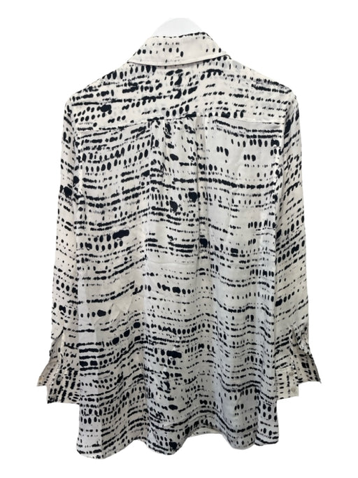 Marissa Webb Size S White & Black Silk Collared Button Up Printed 1/2 Button Top White & Black / S