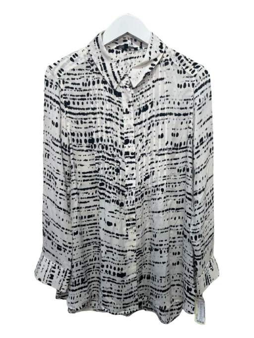 Marissa Webb Size S White & Black Silk Collared Button Up Printed 1/2 Button Top White & Black / S