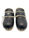 Prada Shoe Size 39 Black & Beige Leather Shearling Studs Wood Sole Mule Clogs Black & Beige / 39