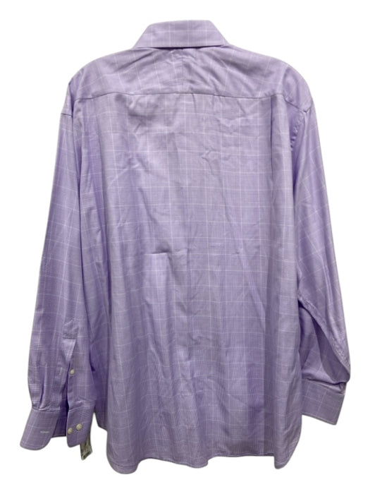 Peter Millar Size 16.5 Purple & White Cotton Plaid Button Down Long Sleeve Shirt 16.5