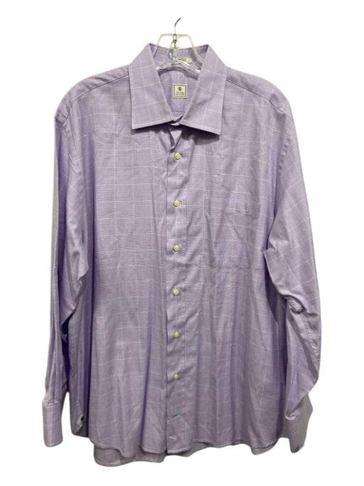 Peter Millar Size 16.5 Purple & White Cotton Plaid Button Down Long Sleeve Shirt 16.5