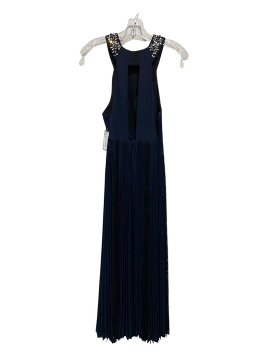 Rebecca Taylor Size 4 Navy Blue & Black Viscose Blend Maxi Rhinestone Dress Navy Blue & Black / 4