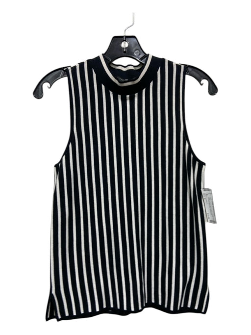 Rag & Bone Size S Black & White Silk & Cotton Vertical Pinstripe Sleeveless Top Black & White / S