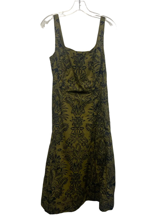 Ulla Johnson Size 8 Green & Black Cotton Sleeveless All Over Print Dress