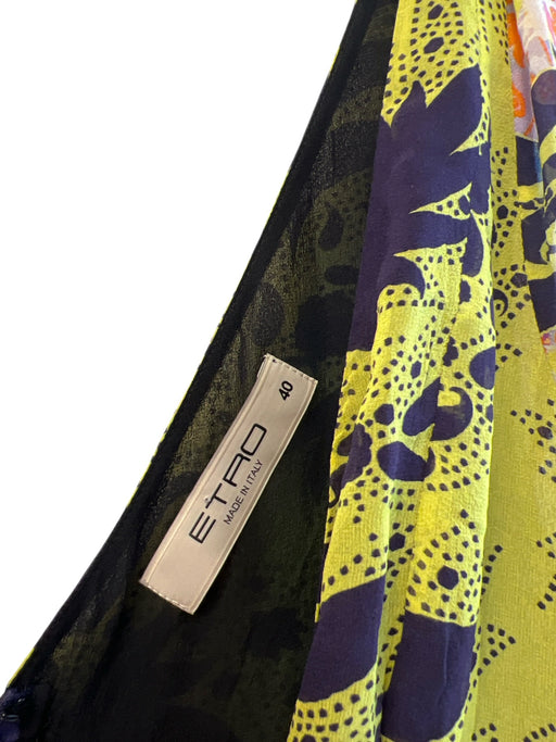 Etro Size 40 Multi Silk All Over Print V Neck & Back Back Zip Sleeveless Dress Multi / 40