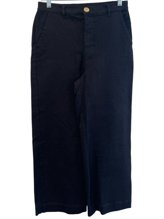 Stateside Size 25 Black Cotton Blend Side Pockets Zip Pocket Wide Leg Pants Black / 25