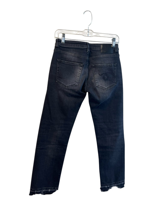 R13 Size 25 Distressed Black Cotton Blend 5 Pocket Zip Fly Mid Rise Jeans Distressed Black / 25