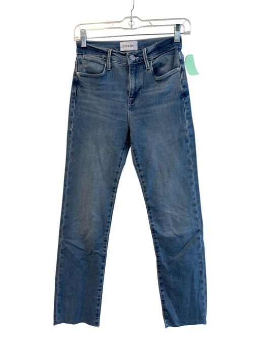 Frame Size 25 Light Wash Cotton Blend 5 Pocket Zip Fly Straight Cut Jeans Light Wash / 25
