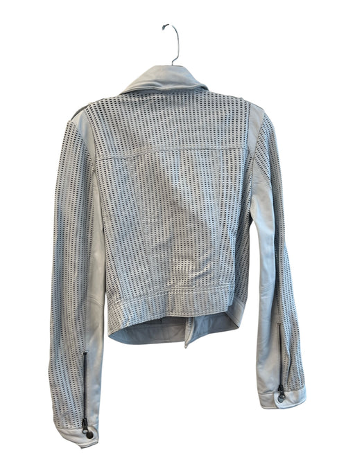 Jakett Size Small White Leather Perforated Front Zip Moto Jacket White / Small