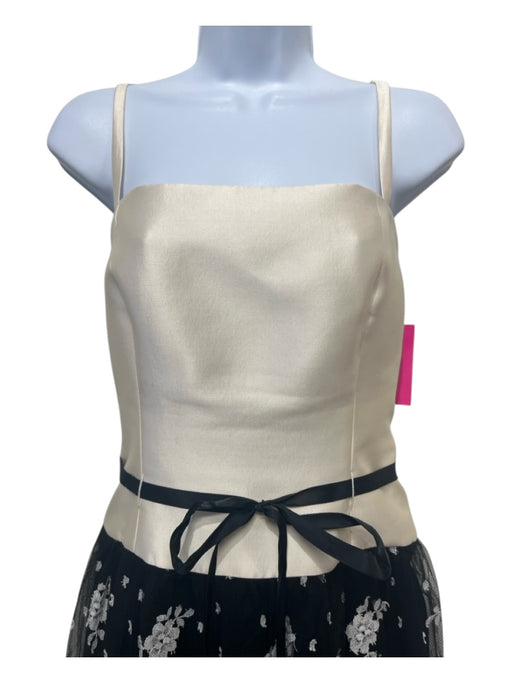 Frascara Size 6 Beige & Black Silk & Wool Lace Overlay Floral Back Zip Gown Beige & Black / 6