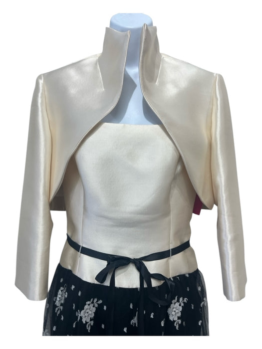 Frascara Size 6 Beige & Black Silk & Wool Lace Overlay Floral Back Zip Gown Beige & Black / 6