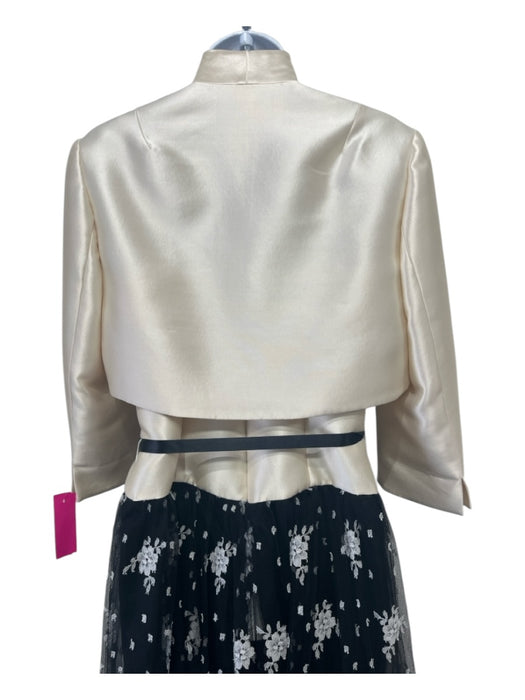 Frascara Size 6 Beige & Black Silk & Wool Lace Overlay Floral Back Zip Gown Beige & Black / 6