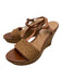 Ugg Shoe Size 8.5 Tan Leather Raffia T Strap Open Front & Back Wedge Shoes Tan / 8.5