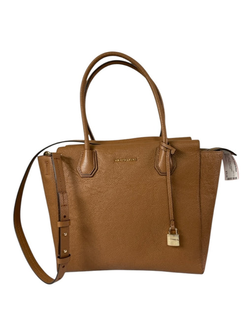 Michael Kors Tan Leather goldtone hardware Pebbled Satchel Bag Tan