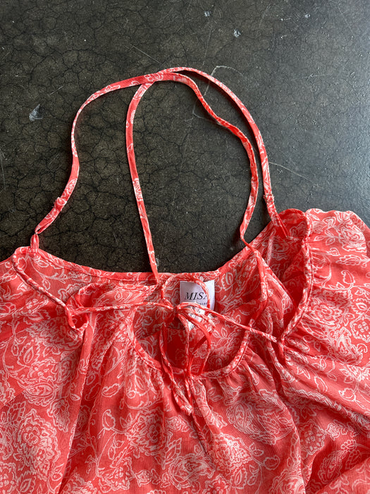 Misa Size M Orange & White Polyester Spaghetti Strap Paisley Dress