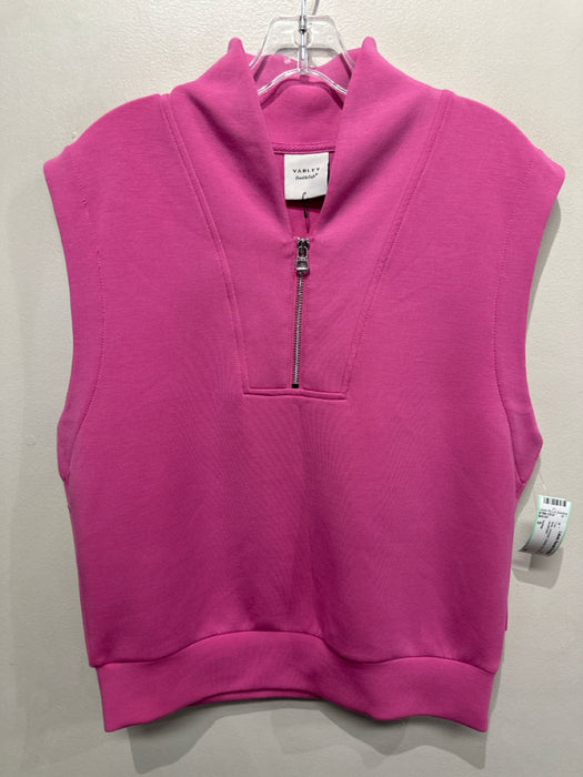 Varley Size S Pink Viscose Quarter Zip Sleeveless Top