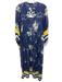 Gallabia Size M Indigo Blue & White Viscose Floral 3/4 Balloon Sleeve Dress Indigo Blue & White / M
